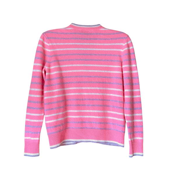 Charter Club Pink Striped 100% Cashmere Cardigan S Preppy Pastel Coquette - Picture 2 of 4